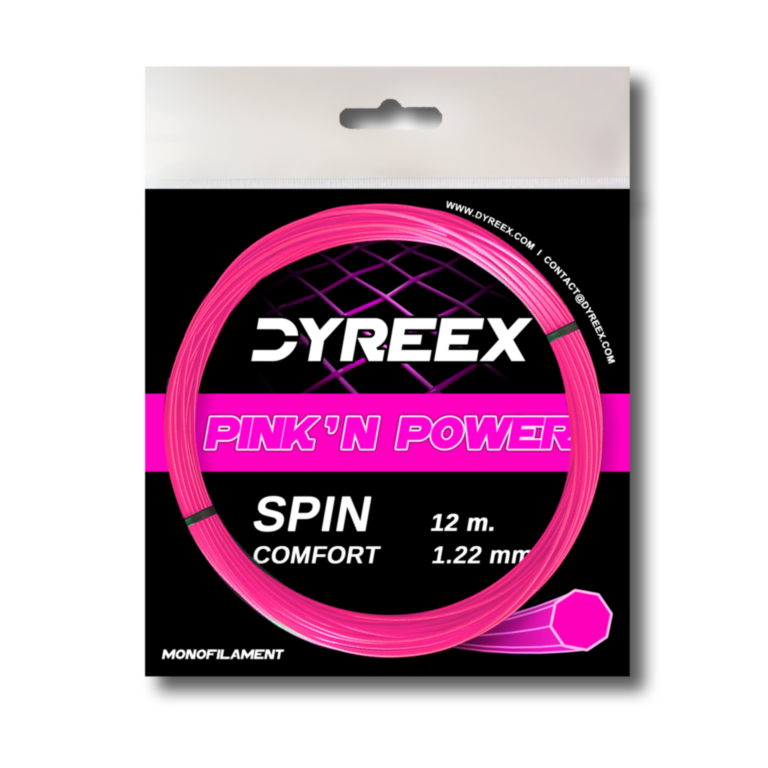 Dyreex tennis string Pink'n Power 12 m. set - 1.22 mm. String that provided a very high level of comfort for a monofilament and this was achieved thanks to the very high elasticity of the string.
