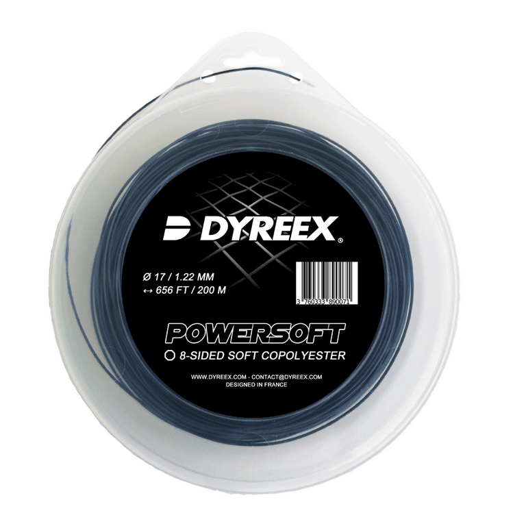 Dyreex tennis string Powersoft 200 m. /1.22 mm. String that provided a very high level of comfort for a monofilament and this was achieved thanks to the very high elasticity of the string.