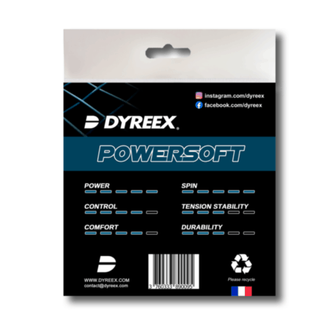 Dyreex tennis string Powersoft 12 m. /1.22 mm. String that provided a very high level of comfort for a monofilament and this was achieved thanks to the very high elasticity of the string.