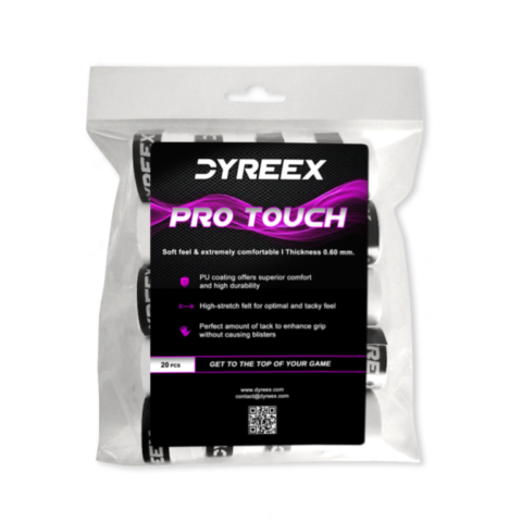 Dyreex tennis overgrip Pro Touch - ultra absorbent and comfort 20 pcs. white