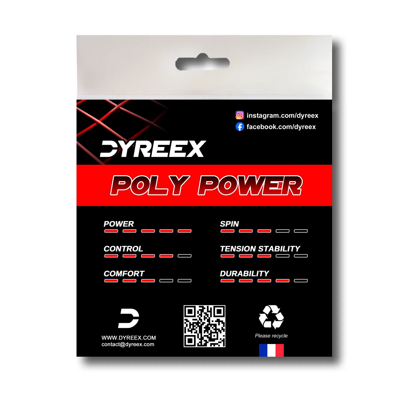 Dyreex tennis string Poly Power 200 m. /1.25 mm. String that provides power and high performance 12m