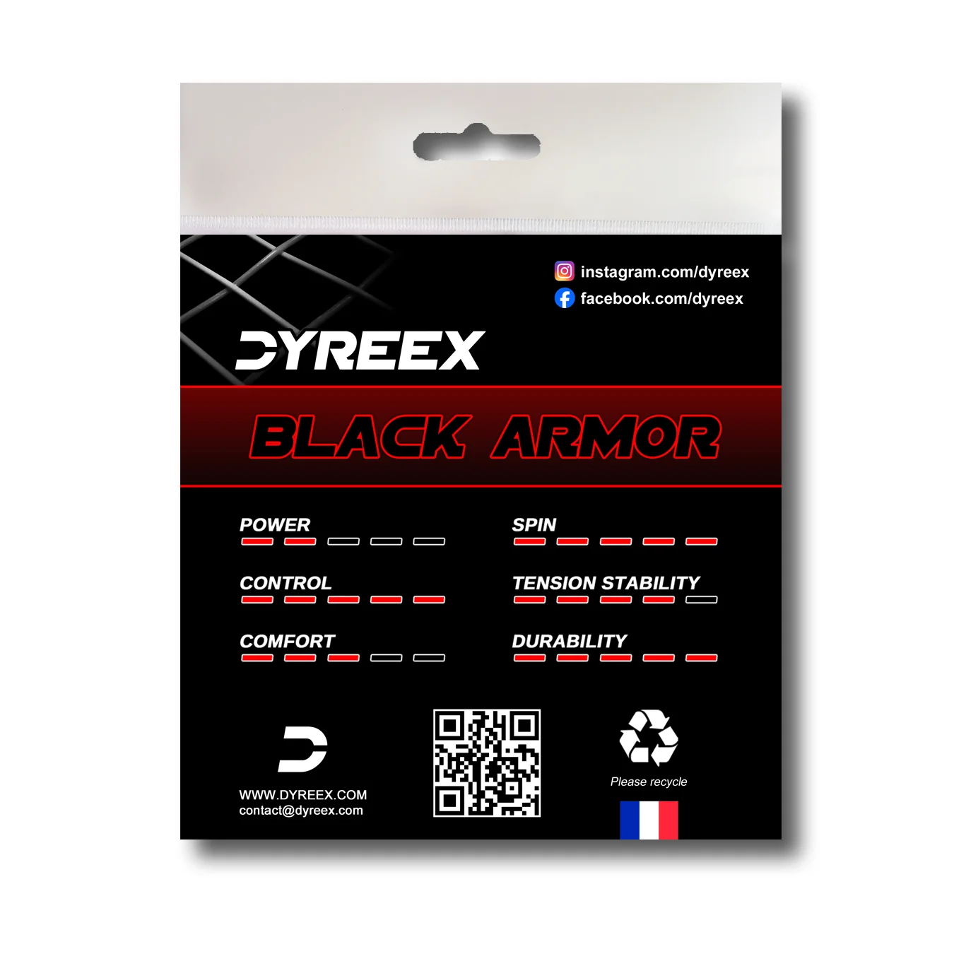 Dyreex Black Armor monofilament tennis string 200 m. 130 mm. for professionnal or adult players who break a lot