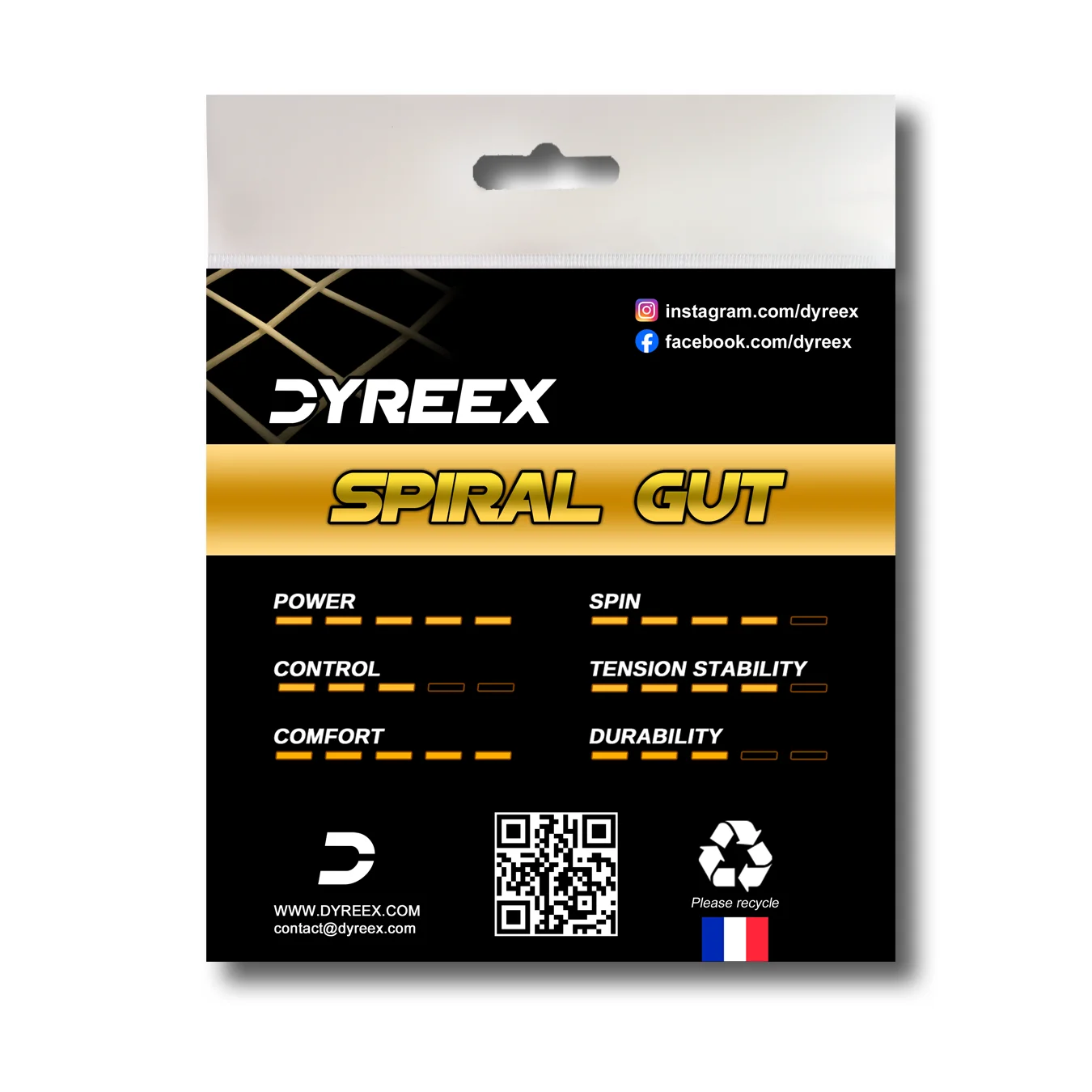 Dyreex tenns string Spiral Gut 200 m. 1.30 mm. comfort and all-round